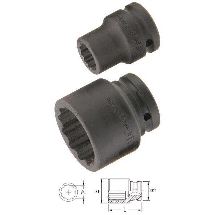 Genius Tools 655270 3/4"-os 12 lapú gépi dugókulcs fej, 70 mm termék fő termékképe